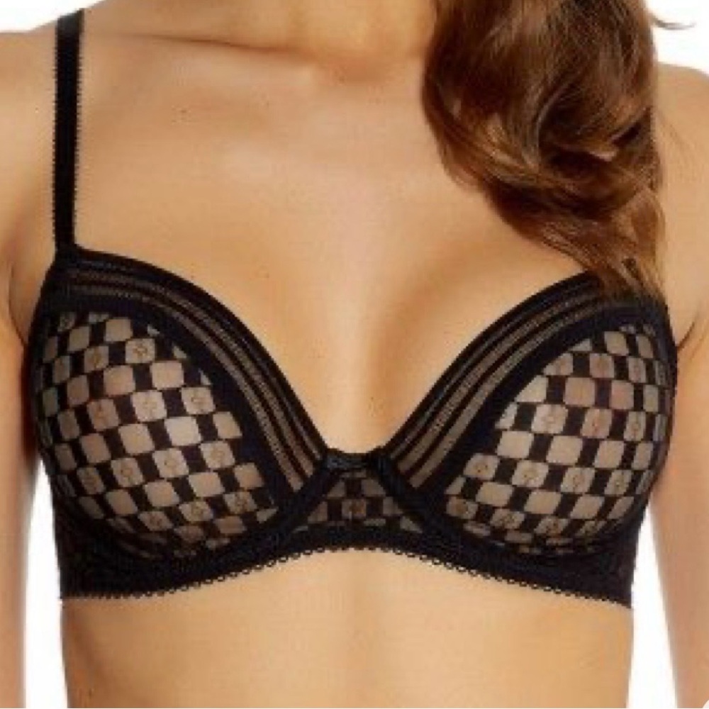 Huit A La Folie Sheer Black Bra & Bikini - 32F & M - NWT